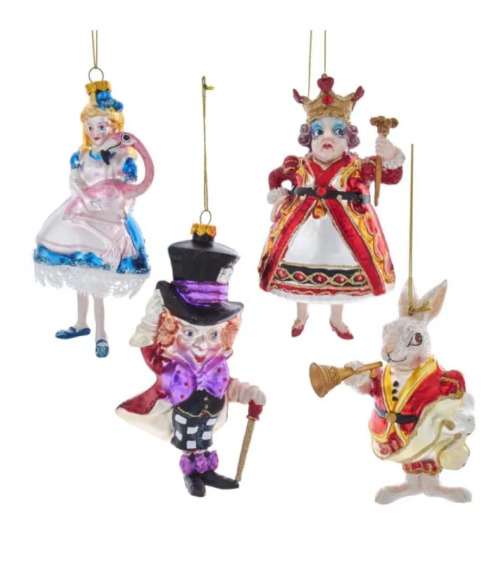 Boutique de Noël Movies And Series*Alice In Wonderland Glass Ornament 4-Piece Set