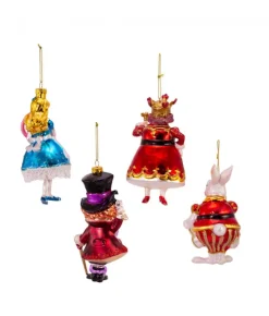 Boutique de Noël Varied Shapes*Alice In Wonderland Glass Ornament 4-Piece Set