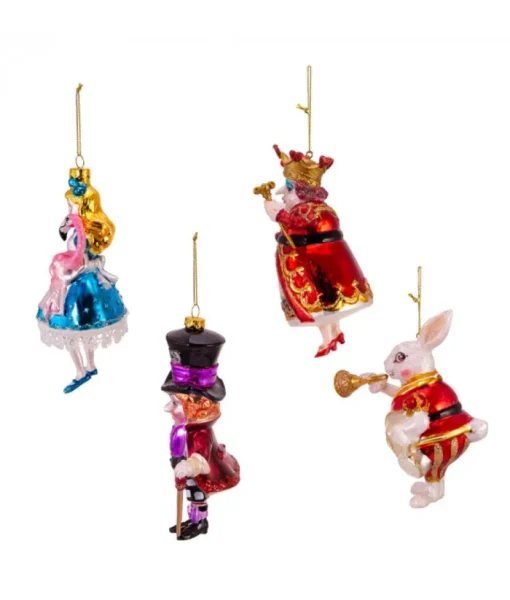 Boutique de Noël Collections*Alice In Wonderland Glass Ornament 4-Piece Set