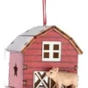Boutique de Noël Farm House & Western*Barn With Pig Ornament