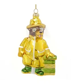 Boutique de Noël Varied Shapes*Bear Bee Keeper, Glass Ornament