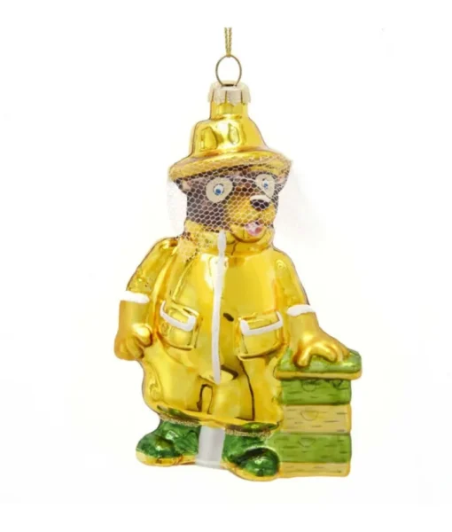 Boutique de Noël Varied Shapes*Bear Bee Keeper, Glass Ornament