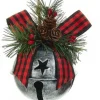 Boutique de Noël Enchanted Forest*Bell Ornament With Red Plaid Ribbon