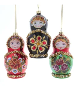 Boutique de Noël Varied Shapes*Black Russian Doll Glass Ornament