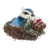 Boutique de Noël Birds & Owls*Blue Jay In Nest Ornament