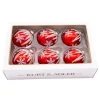 Boutique de Noël Christmas Classics*Box Of 6 Red Glass Jewelled Glass Balls, Snowflake Design 80Mm