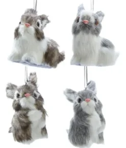 Boutique de Noël Enchanted Forest*Brown And White Furry Bunny Ornament