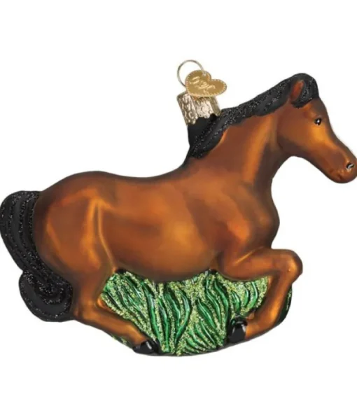 Boutique de Noël Varied Shapes*Brown Mustang Glass Ornament