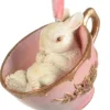 Boutique de Noël Enchanted Forest*Bunny In Pink Tea Cup Ornament
