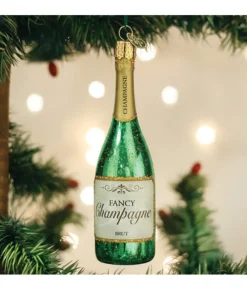 Boutique de Noël Varied Shapes*Champagne Bottle Glass Ornament