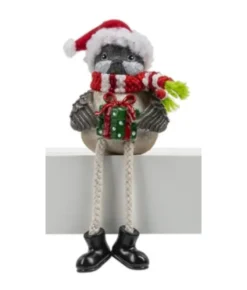 Boutique de Noël Birds & Owls*Cozy Wrapped Bird With Gift Box, Shelf Ornament