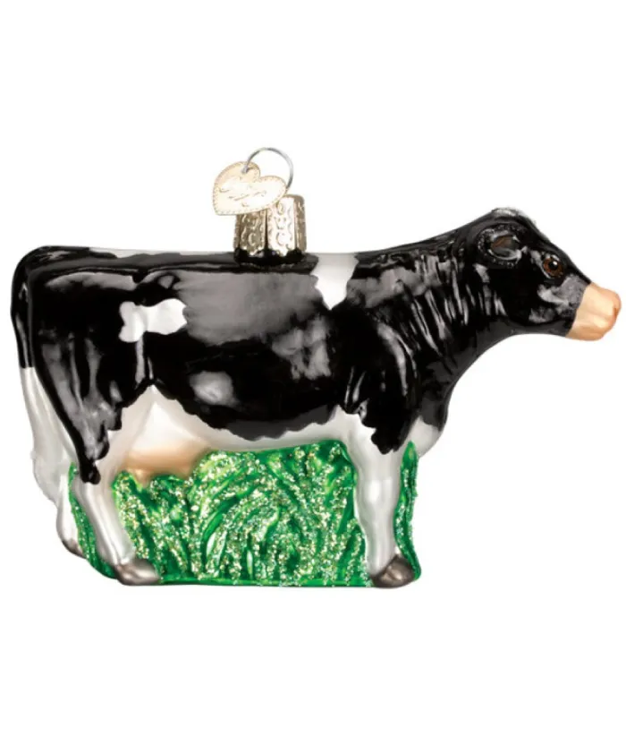 Boutique de Noël Varied Shapes*Dairy Black Cow Glass Ornament
