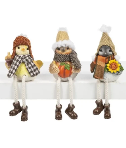 Boutique de Noël Birds & Owls*Dangling Legs, Cosy Bird, With Acorn, Shelf Ornament