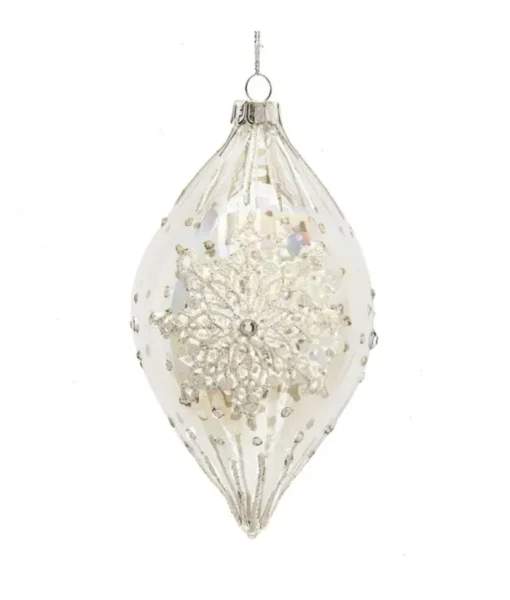 Boutique de Noël Varied Shapes*Finial Glass Ornament, Snowflake Design, 80Mm