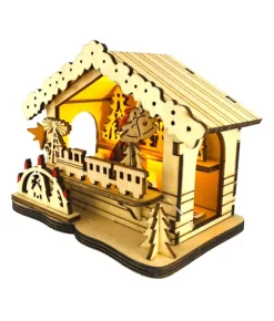 Boutique de Noël Nordic Villages*German Market Booth With Holy Family Scene
