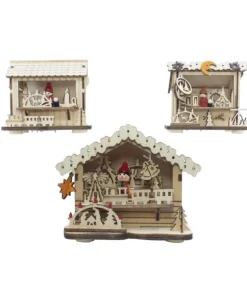 Boutique de Noël Nordic Villages*German Market Booth With Holy Family Scene