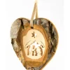 Boutique de Noël Religion*German Wood, Ornament, Heart Shape With Nativity Scene