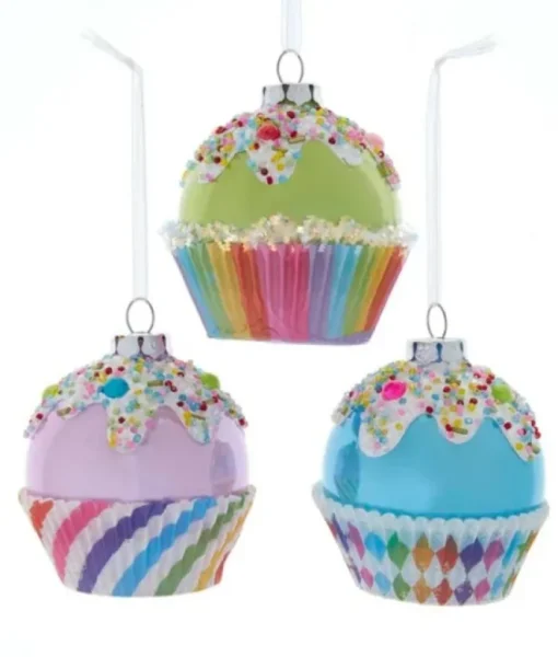 Boutique de Noël Miscellaneous*Glass Blue Cupcake Ornament