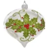 Boutique de Noël Collections*Glass Ornament, Holly Design Onion Ball