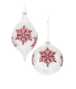 Boutique de Noël Miscellaneous*Glass Ornament With Red Snowflake