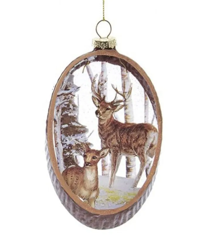 Boutique de Noël Varied Shapes*Glass Oval Ornament With Deer