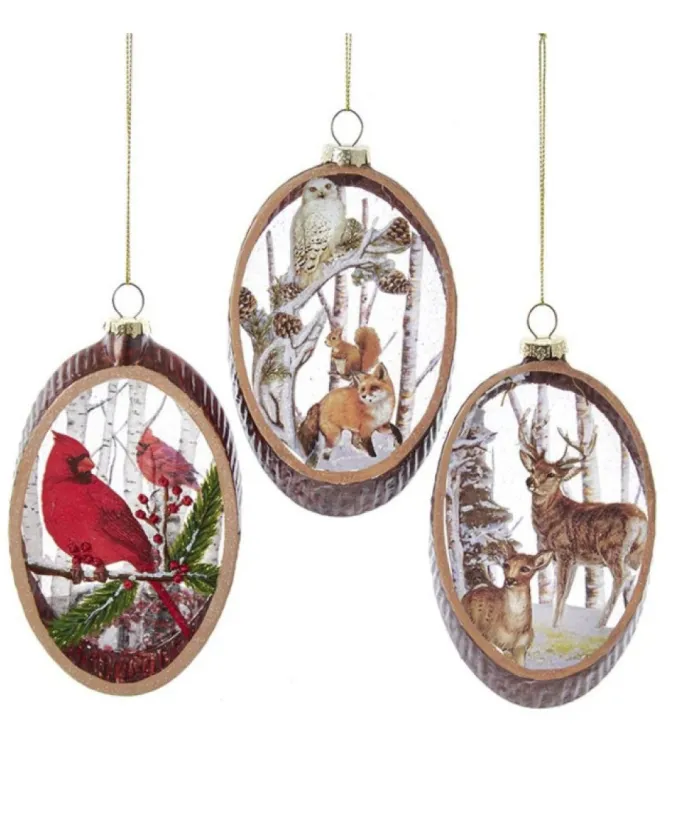 Boutique de Noël Varied Shapes*Glass Oval Ornament With Deer