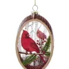Boutique de Noël Birds & Owls*Glass Oval Ornament With Cardinal