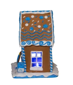 Boutique de Noël Ginger Bread Houses*Home Decoration, Hanukka Home, Measures 7 Inches, Led Illumination