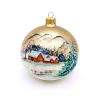 Boutique de Noël Importations From Poland*Houses In The Snow Glass Ornament
