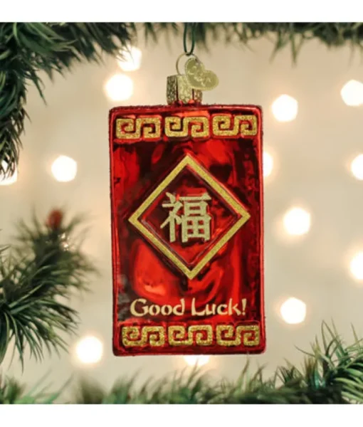 Boutique de Noël Family & Friends*Lucky Red Envelope Glass Ornament (Hongbao)