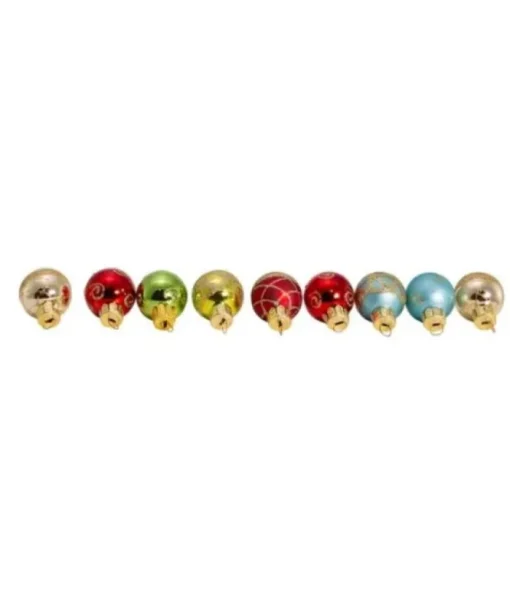 Boutique de Noël Miscellaneous*Mini Glass Ornaments, Varied Colours, 9 Per Box
