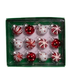 Boutique de Noël Glass Ball Boxes*Miniature Red And White Glass Ball Ornaments
