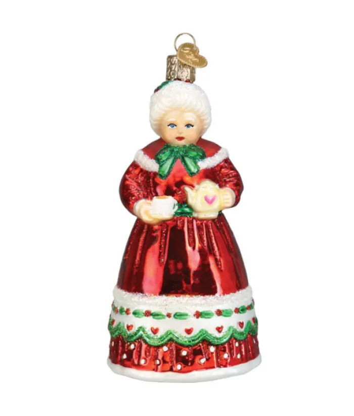 Boutique de Noël Family & Friends*Mrs. Claus Glass Ornament, Teapot And Cup In Hand