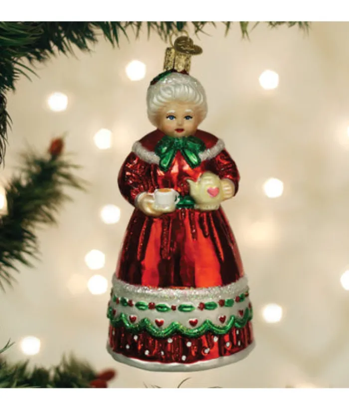 Boutique de Noël Family & Friends*Mrs. Claus Glass Ornament, Teapot And Cup In Hand