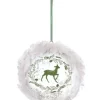 Boutique de Noël Winter Wonderland*Ornament, Disc Shape, With Deer Motif And Fur Trim