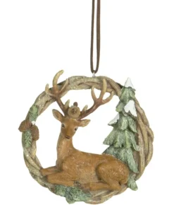 Boutique de Noël Enchanted Forest*Ornament, Garland Featuring Stag And Pine Tree.