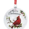 Boutique de Noël Birds & Owls*Ornament, Glass Ball, Cardinal Perched On Holly Branch