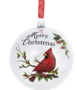 Boutique de Noël Varied Shapes*Ornament, Glass Ball, Cardinal Perched On Holly Branch