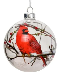 Boutique de Noël Varied Shapes*Ornament, Glass Ball, Cardinal On Branch Motif