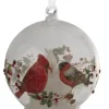 Boutique de Noël Varied Shapes*Ornament, Glass Ball, Illuminated By Led, Cardinal On Holly Design