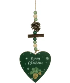 Boutique de Noël Family & Friends*Ornament, Green Heart Shape With Motif And Decoration.