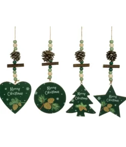 Boutique de Noël Family & Friends*Ornament, Green Heart Shape With Motif And Decoration.