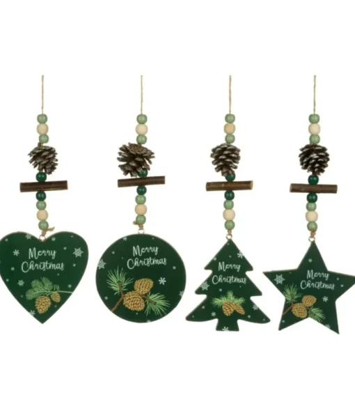 Boutique de Noël Family & Friends*Ornament, Green Heart Shape With Motif And Decoration.
