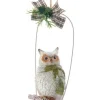 Boutique de Noël Enchanted Forest*Ornament, Owl On Perch With Green Scarf.