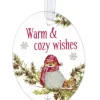 Boutique de Noël Birds & Owls*Ornament, Plaque With Bird Motif, With Message "Warm And Cozy Wishes"