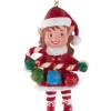 Boutique de Noël Santa'S Workshop*Ornament, "Red Hat", Miss Elf With Decorated Candy Cane