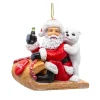 Boutique de Noël Coca-Cola*Ornament, Santa And Polar Bear Cub On Sled With A Coca Cola
