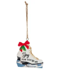 Boutique de Noël Family & Friends*Ornament, Wooden Skate, With Message "Joy, For Me And You"