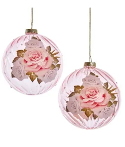 Boutique de Noël Collections*Paterned Roses Glass Ball Ornament