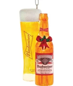 Boutique de Noël Miscellaneous*Resin Ornament, Tall Glass Of Budweiser With Bottle